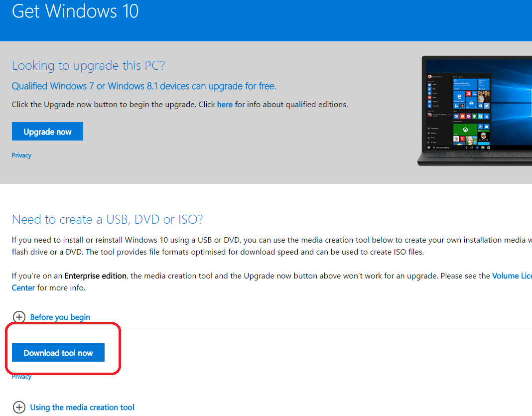 download the windows 10 media creation tool from microsoft