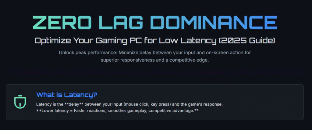 Gaming PC with high refresh rate monitor and wired peripherals optimized for low latency