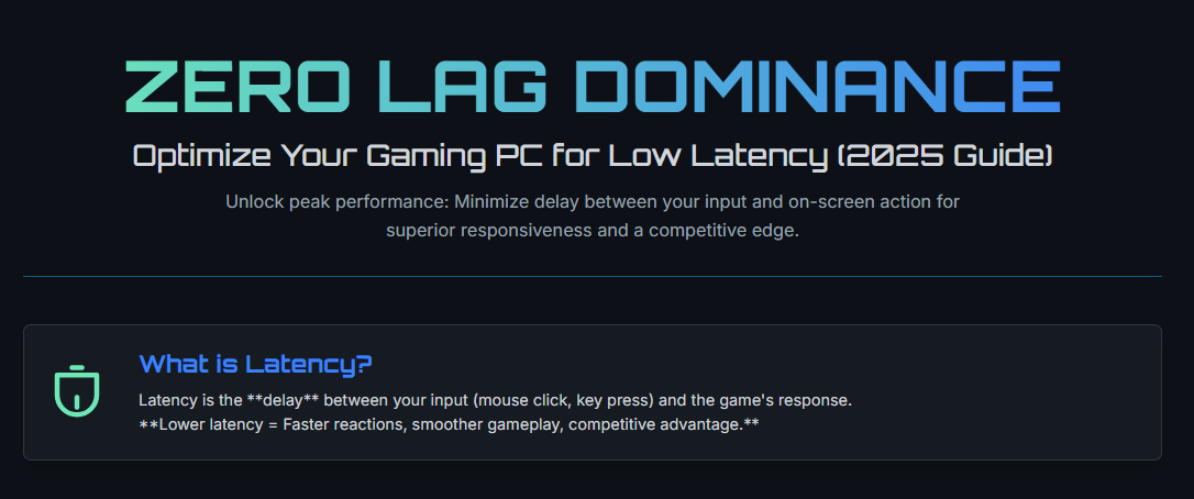 Gaming PC with high refresh rate monitor and wired peripherals optimized for low latency