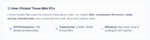 Selection Criteria for Best Mini PC for Home Server