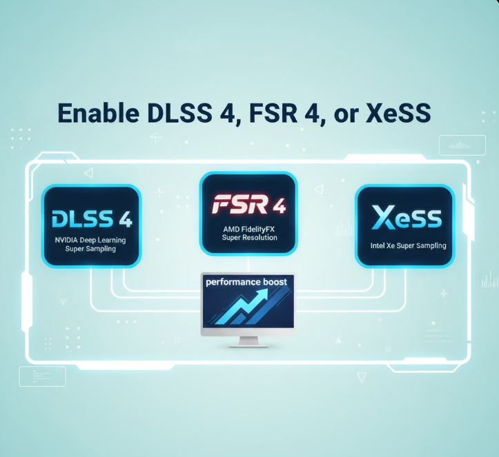 Enable DLSS 4, FSR 4, or XeSS. PcBuildAdvisor.com Enable DLSS 4, FSR 4, or XeSS.