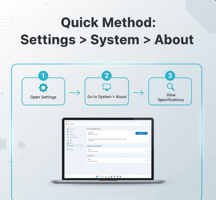 Quick Method: Settings > System > About.
