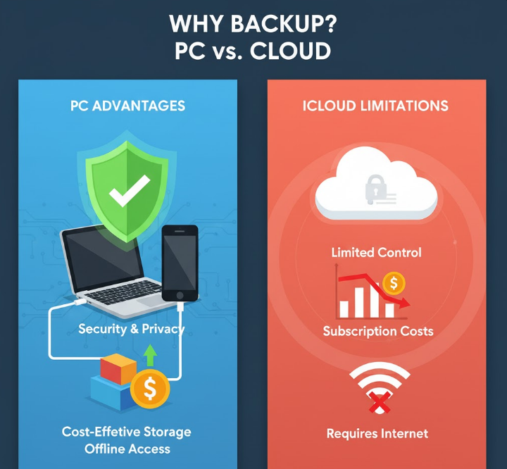 Backup iPhone to PC Instead of iCloud.