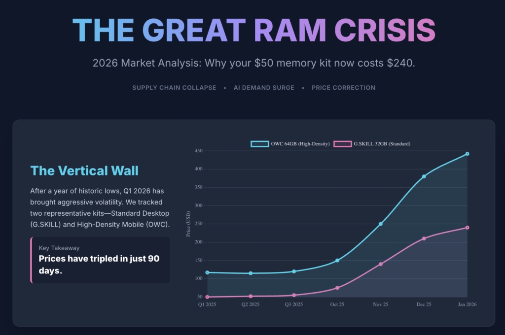 Ram Prices in 2025 Graph: Ram Shortage Crisis Infographic by PC Build Advisor