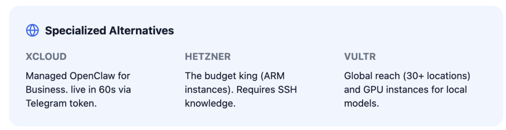 OPENCLAW XCLOUD HETZNER VULTR HOSTING & VPS