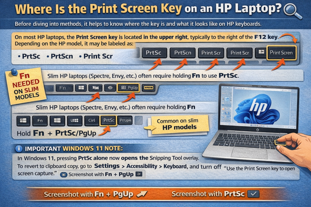 Where Is the Print Screen Key on an HP Laptop.