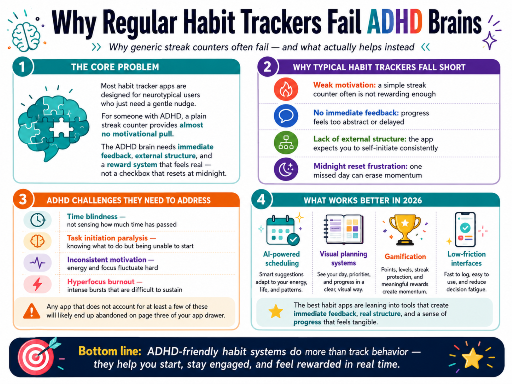 Why Regular Habit Trackers Fail ADHD Brains.