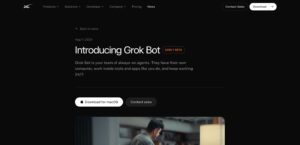 Official xAI Grok Bot launch page showing the early beta announcement